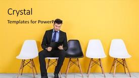  Presentation with job interview - Amazing slide deck having job interview on yellow backdrop and a light gray colored foreground