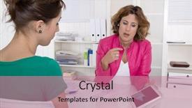  Presentation with 30 60 90 job interview - Theme with job interview or business meeting background and a coral colored foreground