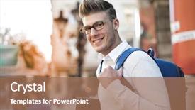  Presentation with student and covid - Beautiful theme featuring job interview professor - student smiling on the street backdrop and a  colored foreground