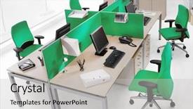  Presentation with green office - Audience pleasing PPT layouts consisting of job interview tamplates - minimal office interior workspace white backdrop and a light gray colored foreground