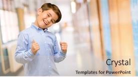  Presentation with green power - Beautiful presentation design featuring job joyful at school corridor backdrop and a lemonade colored foreground