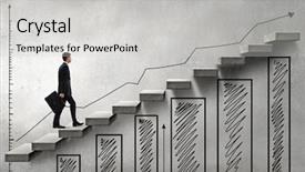  Presentation with walking young wild jaguar - Presentation theme having job ladders - young businessman walking up background and a  colored foreground