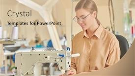  Presentation with sewing machine - Presentation theme with job-of-dressmaker-a-young background and a  colored foreground