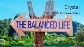  Presentation with balance life - Slide set with job performance job satisfaction - balance life arrow with beach background and a  colored foreground