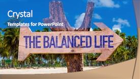  Presentation with balance life - Presentation design consisting of job performance job satisfaction - balance life arrow with beach background and a  colored foreground