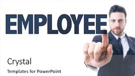  Presentation with employee - Audience pleasing slide set consisting of job performance job satisfaction - business man pointing the text backdrop and a white colored foreground