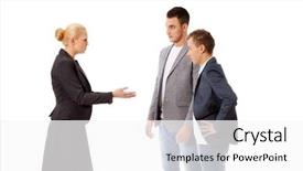  Presentation with employees - PPT layouts enhanced with job powert point - boss businesswoman screaming at her background and a white colored foreground
