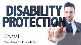  Presentation with disability - Audience pleasing slide set consisting of job powert point - business man pointing the text backdrop and a white colored foreground