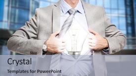  Presentation with t shirt - Colorful slide deck enhanced with job powert point - businessman showing a lamp backdrop and a light blue colored foreground