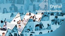  Presentation with meetings - Colorful presentation design enhanced with job powert point - red arrow pointing up backdrop and a  colored foreground