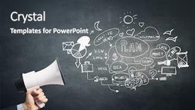  Presentation with announcing - Slide deck enhanced with job promotion announcement - announcing successful idea background and a dark gray colored foreground