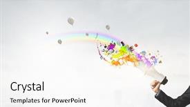  Presentation with job promotion - Slide deck with job promotion announcement - announcing successful idea background and a  colored foreground