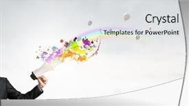  Presentation with announcing - Colorful presentation theme enhanced with job promotion announcement - announcing successful idea backdrop and a  colored foreground