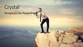  Presentation with rock - Slide set with job promotion announcement - manager shouting his message background and a soft green colored foreground