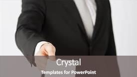 Presentation with notepad blank lined paper - PPT layouts consisting of job promotion announcement - picture of man hand background and a dark gray colored foreground