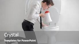  Presentation with man in suit and tie - Presentation theme having job promotion announcement - young man in tie screaming background and a  colored foreground