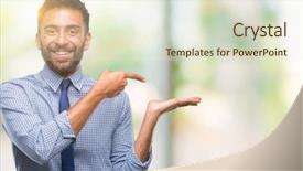  Presentation with hispanic - Slides consisting of job promotion presentation - adult hispanic business man background and a sky blue colored foreground