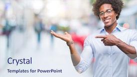  Presentation with afro - Cool new PPT layouts with job promotion presentation - afro american business man wearing backdrop and a  colored foreground