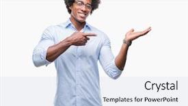  Presentation with american - Colorful presentation design enhanced with job promotion presentation - afro american business man wearing backdrop and a light blue colored foreground