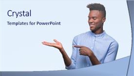  Presentation with african american in business - Slides with job promotion presentation - young african american business man background and a sky blue colored foreground