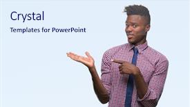  Presentation with african american in computer class business - Beautiful theme featuring job promotion presentation - young african american business man backdrop and a  colored foreground