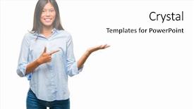  Presentation with job promotion - Cool new slide deck with job promotion presentation - young asian business woman backdrop and a white colored foreground