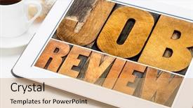  Presentation with review - Audience pleasing PPT theme consisting of job review - isolated word abstract backdrop and a coral colored foreground