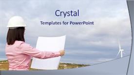  Presentation with blueprint - Amazing PPT theme having job rotation - back view of female engineer backdrop and a sky blue colored foreground