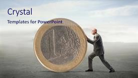  Presentation with euro - Colorful PPT layouts enhanced with job rotation - businessman pushing a giant euro backdrop and a lemonade colored foreground