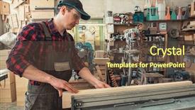  Presentation with carpenter - Audience pleasing slide deck consisting of job rotation - carpenter planed wooden block backdrop and a tawny brown colored foreground