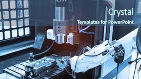  Presentation with milling machine - Presentation theme featuring job rotation - cnc milling machine milling heads background and a ocean colored foreground