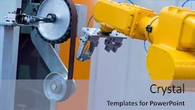  Presentation with cnc milling machine - Presentation design having job rotation - cnc milling machine milling heads background and a light blue colored foreground