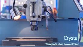  Presentation with milling machine - Amazing slide set having job rotation - cnc milling machine milling heads backdrop and a ocean colored foreground