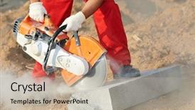  Presentation with construction work - Audience pleasing slides consisting of job rotation - construction worker at curb stone backdrop and a mint green colored foreground