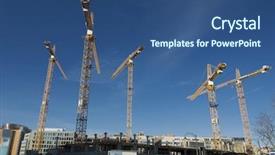  Presentation with crane - Slide deck consisting of job rotation - crane on sky background background and a ocean colored foreground
