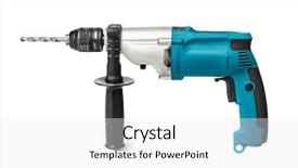  Presentation with drill - PPT theme with job rotation - electric drill isolated on white background and a white colored foreground