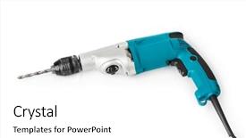  Presentation with drill - Presentation featuring job rotation - electric drill isolated on white background and a white colored foreground