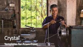  Presentation with mechanic - PPT theme consisting of job rotation - mechanic turner working in his background and a tawny brown colored foreground