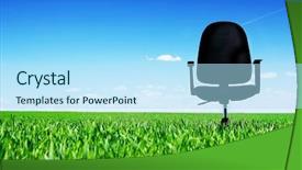  Presentation with meadow - Slide deck having job satisfaction - chair in green meadow background and a  colored foreground