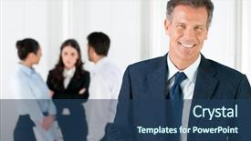  Presentation with job - PPT layouts featuring job satisfaction - modern mature businessman smiling background and a ocean colored foreground