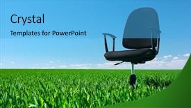  Presentation with green office - Beautiful presentation featuring job satisfaction - office chair standing on green backdrop and a light blue colored foreground
