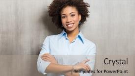  Presentation with woman business - Amazing slide deck having job satisfaction - portrait of a successful business backdrop and a coral colored foreground