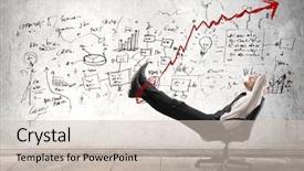  Presentation with job - Beautiful slide deck featuring job satisfaction - young businessman relaxes sitting backdrop and a soft green colored foreground