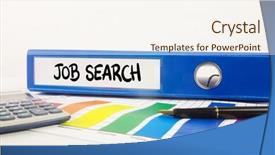  Presentation with job search - Presentation theme having job search against business desk with documents background and a cream colored foreground