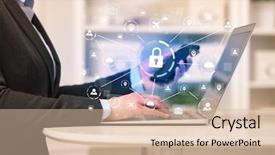  Presentation with working woman - Amazing slides having job security - business woman below chest working backdrop and a soft green colored foreground