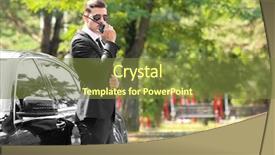  Presentation with outdoors - Theme featuring job security - handsome bodyguard near car outdoors background and a tawny brown colored foreground