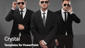  Presentation with grey - Colorful PPT theme enhanced with job security - handsome bodyguards on grey background backdrop and a dark gray colored foreground