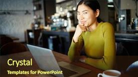  Presentation with little asian girl receiving vaccination - Beautiful theme featuring job seeker - young asian girl with laptop backdrop and a tawny brown colored foreground