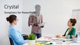  Presentation with petroleum consulting - Colorful PPT layouts enhanced with job specification - young employees brainstorming and consulting backdrop and a light gray colored foreground