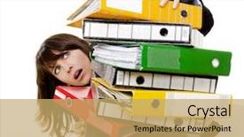  Presentation with stress - Cool new presentation theme with job stress - business woman in the office backdrop and a yellow colored foreground